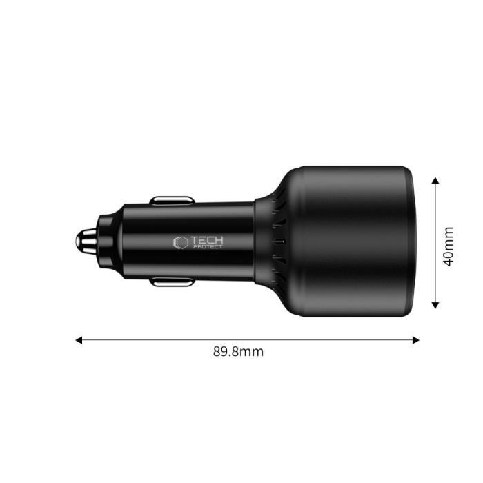 Bild 3, Tech-Protect Tech-Protect 130W PD USB-C / USB-A Billaddare Svart