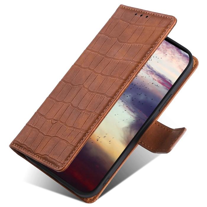 Bild 4,  Samsung Galaxy S23 Plus Fodral Krokodil Textur Brun