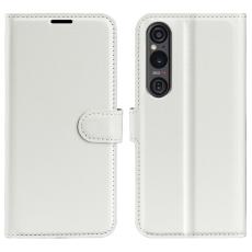  Sony Xperia 1 VI Fodral Litchi L&auml;der Vit