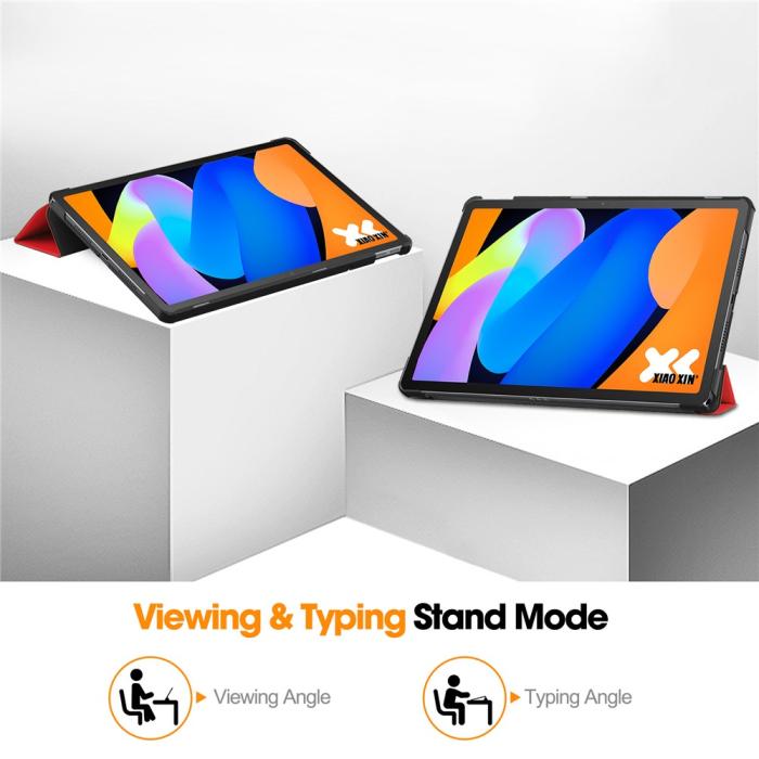 Bild 4,  Lenovo Idea Tab Fodral Tri-Fold Läder Röd