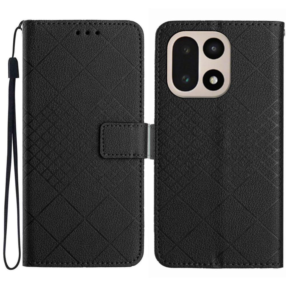  OnePlus 15 Fodral Läder Rhombus Svart
