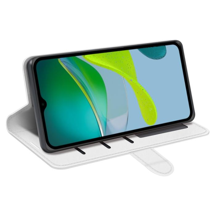 Bild 5,  Motorola Moto E13 Fodral Crazy Horse Läder Vit