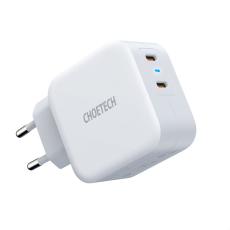 Choetech Choetech 40W 3A 2x USB-C Power Delivery Snabbladdare - Vit