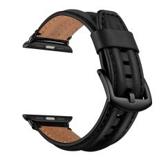  &Auml;kta L&auml;der Armband Apple Watch 42/44/45/46/49 mm Svart