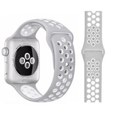  Ih&aring;ligt Silikon Armband Apple Watch 42/41/40/38 mm (M/L) - Gr&aring;/Vit