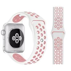  Ih&aring;ligt Silikon Armband Apple Watch 42/41/40/38 mm (M/L) - Vit/Rosa