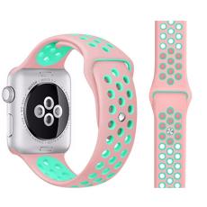  Ih&aring;ligt Silikon Armband Apple Watch 42/41/40/38 mm (M/L) - Rosa/Mint