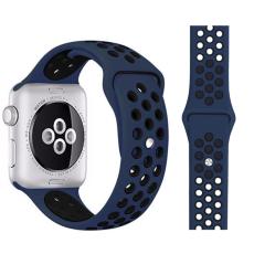  Ih&aring;ligt Silikon Armband Apple Watch 42/41/40/38 mm (M/L) - M&ouml;rk Bl&aring;/Svart