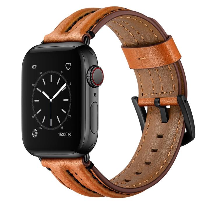 Bild 2,  Äkta Läder Armband Apple Watch 42/44/45/46/49 mm Brun