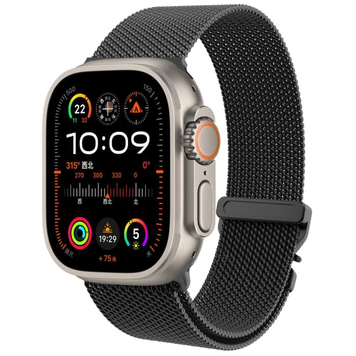 Bild 3,  Apple Watch 42/44/45/46/49 mm Armband Milanese Svart