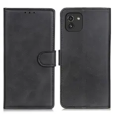  Samsung Galaxy A03 Fodral Solid L&auml;der Svart