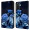  Samsung Galaxy A37 5G Fodral Läder Blå Rosor
