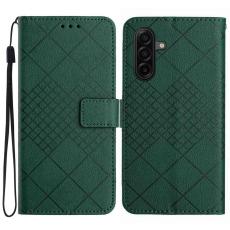  Samsung Galaxy A57 5G Fodral L&auml;der Rhombus Gr&ouml;n