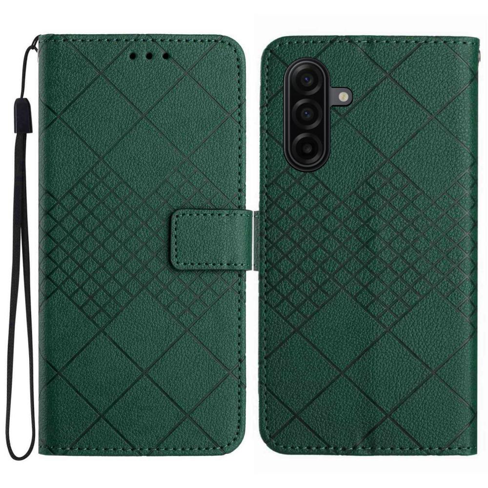  Samsung Galaxy A57 5G Fodral Läder Rhombus Grön