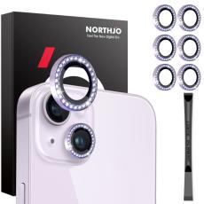 NORTHJO NORTHJO iPhone 15/15 Plus/14/14 Plus Linsskydd Strass 3-PACK Lila