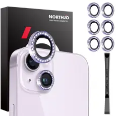 NORTHJO NORTHJO iPhone 15/15 Plus/14/14 Plus Linsskydd Strass 3-PACK Lila