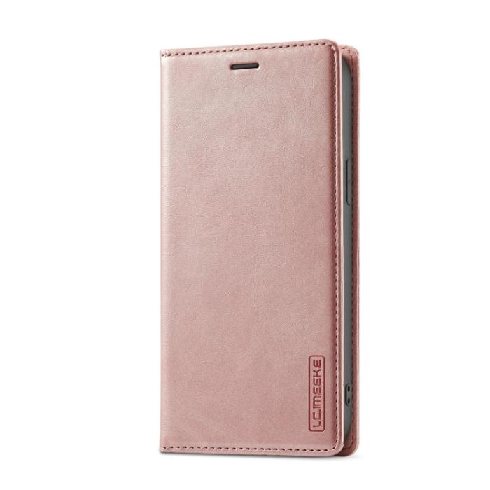 Bild 2, LC.IMEEKE LC.IMEEKE iPhone 14 Pro Fodral Flip Läder Roséguld
