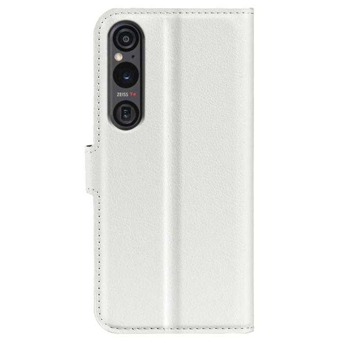 Bild 6,  Sony Xperia 1 VI Fodral Litchi Läder Vit