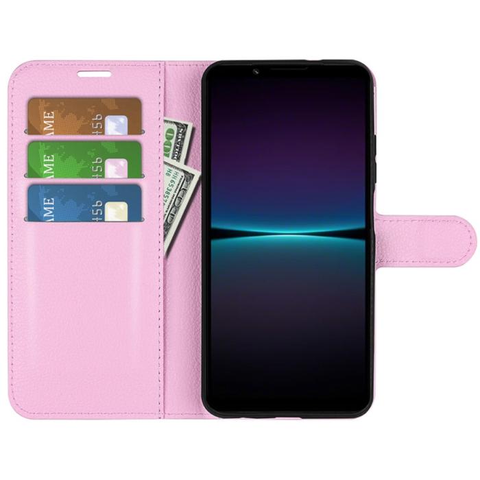 Bild 2,  Sony Xperia 1 VI Fodral Litchi Läder Ljus Rosa