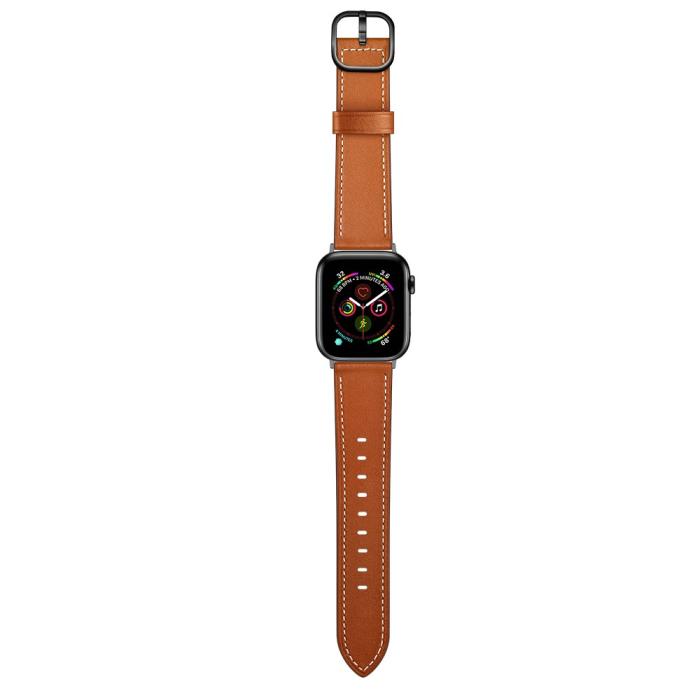 Bild 5,  Äkta Läder Armband Apple Watch 42/41/40/38 mm - Brun