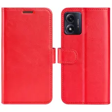  Motorola Moto E13 Fodral Crazy Horse L&auml;der R&ouml;d