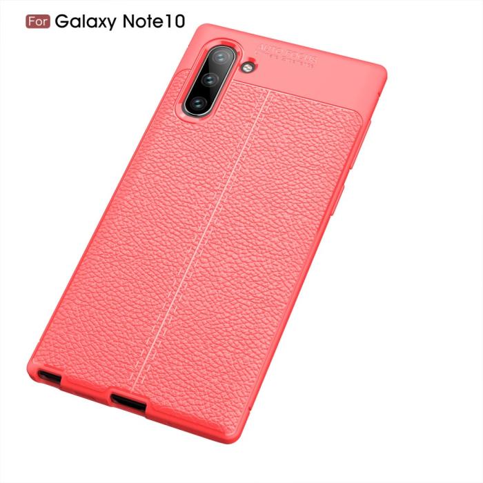 Bild 2,  Samsung Galaxy Note 10 - Litchi läderskal - Röd