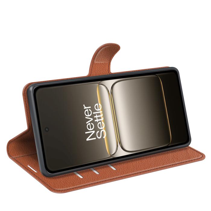 Bild 6,  OnePlus Nord 5 5G Fodral Litchi Läder Brun