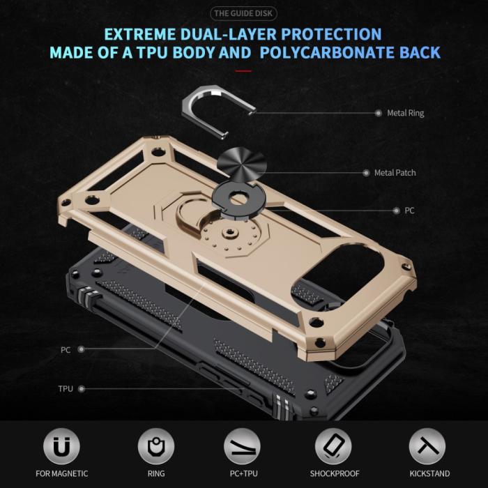 Bild 3,  Google Pixel 9a Skal Shockproof Hybrid Ring Guld