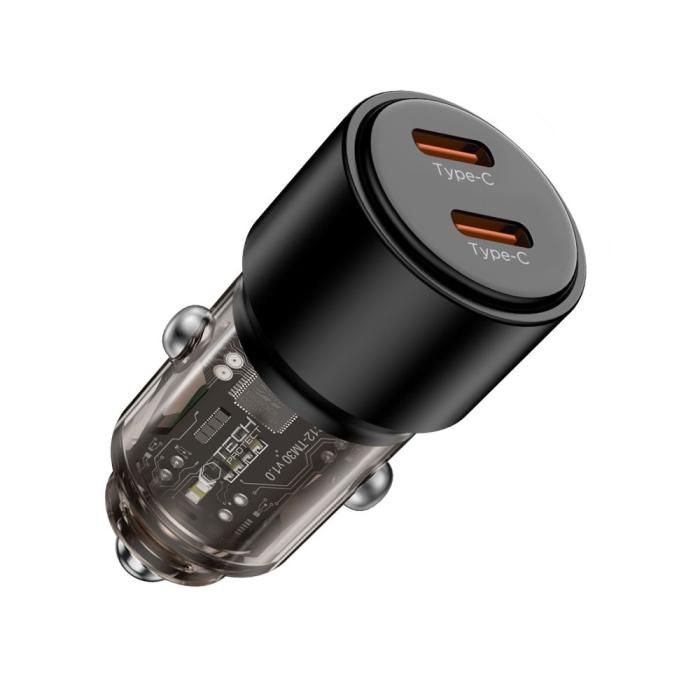 Bild 2, Tech-Protect Tech-Protect 100W PD USB-C / USB-A Billaddare Svart