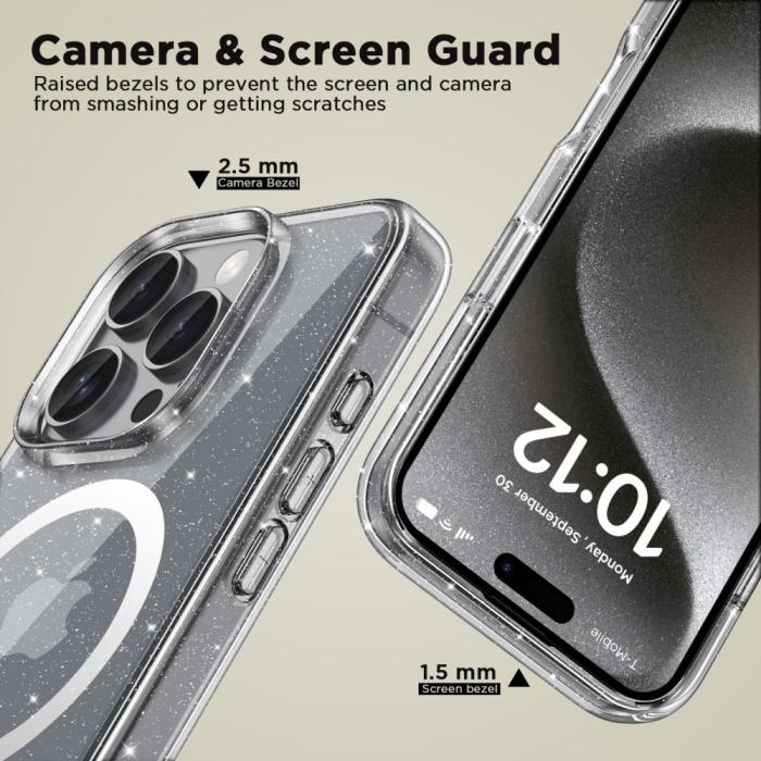 Bild 3, Tech-Protect Tech-Protect iPhone 16 Pro Skal MagSafe FlexAir Hybrid Glitter