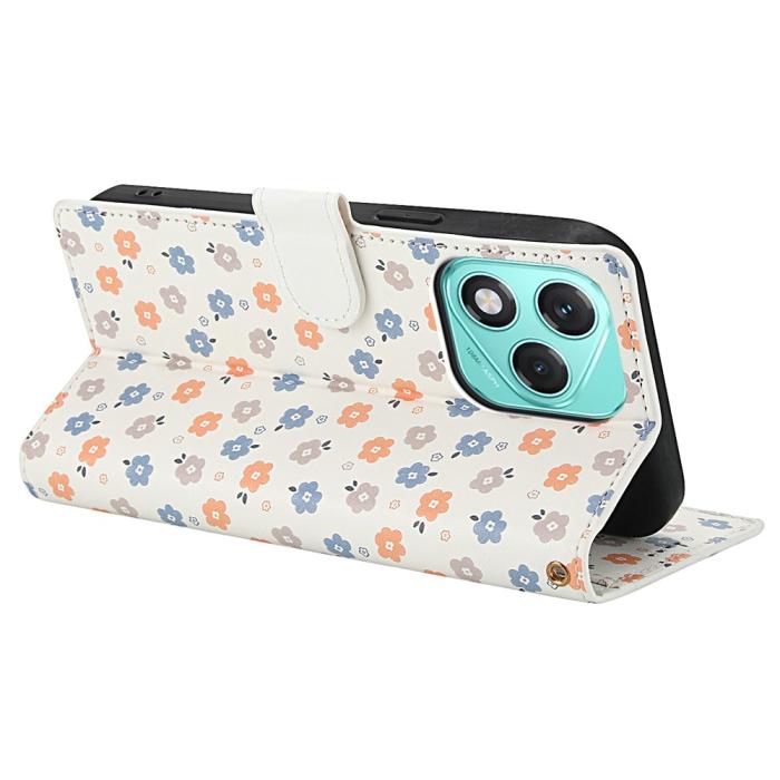 Bild 3,  Honor 400 Lite Fodral Rhombus Läder Blommor Vit