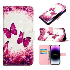  iPhone 14 Pro Fodral Med Tryck Rosa Fj&auml;ril