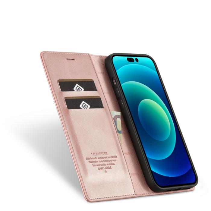 Bild 4, LC.IMEEKE LC.IMEEKE iPhone 14 Pro Fodral Flip Läder Roséguld
