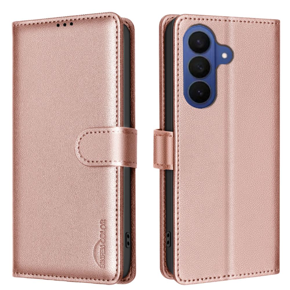 BINFEN BINFEN Samsung Galaxy S26 Fodral RFID Läder Roséguld