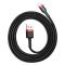 BASEUS BASEUS Lightning 1m Nylon Kabel - 2.4A Snabbladdning - Svart/Röd