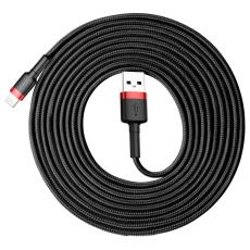 BASEUS BASEUS 3m Lightning Nylon Kabel - Svart/R&ouml;d