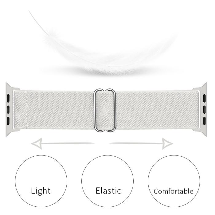 Bild 2,  Nylon Armband Justerbart Apple Watch 42/44/45/46/49 mm Vit