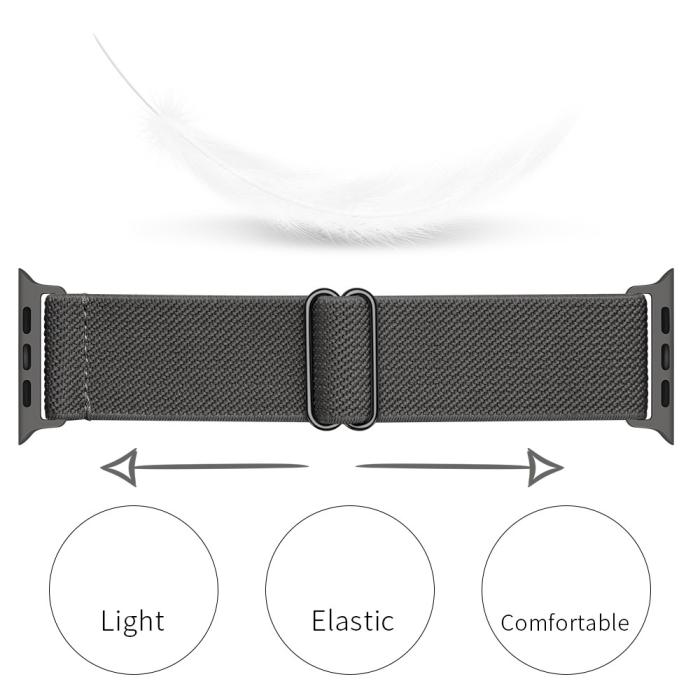 Bild 2,  Nylon Armband Justerbart Apple Watch 42/44/45/46/49 mm Mörk Grå