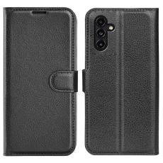  Samsung Galaxy A14 4G/5G Fodral Litchi L&auml;der Svart