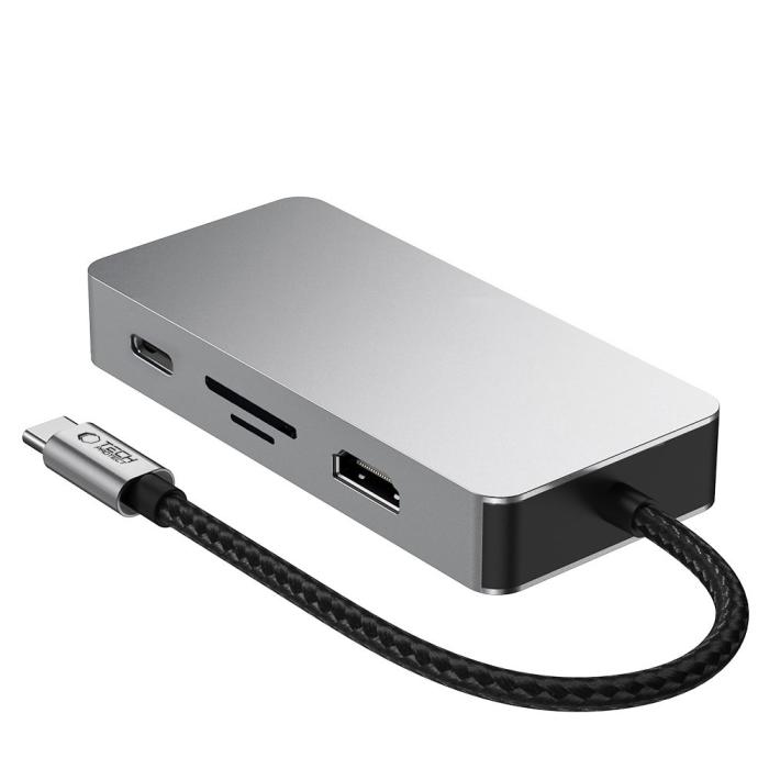 Bild 3, Tech-Protect Tech-Protect 9in1 USB-C Hub - USB-C/USB 3.0/2.0/HDMI/SD/TF/RJ45