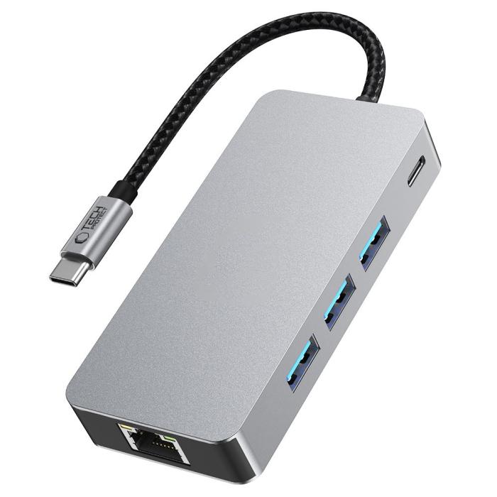 Bild 5, Tech-Protect Tech-Protect 9in1 USB-C Hub - USB-C/USB 3.0/2.0/HDMI/SD/TF/RJ45