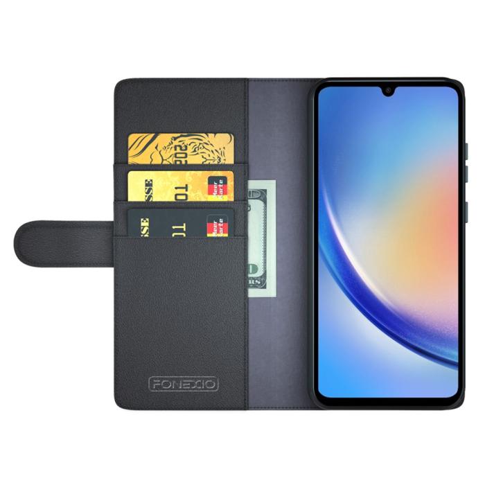 Bild 2,  Samsung Galaxy A35 5G Fodral Premium Äkta Läder Svart