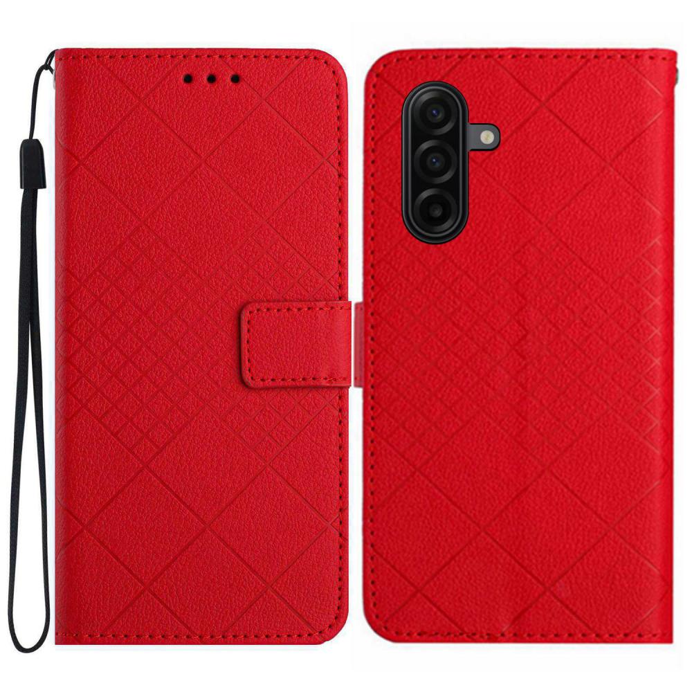  Samsung Galaxy A57 5G Fodral Läder Rhombus Röd