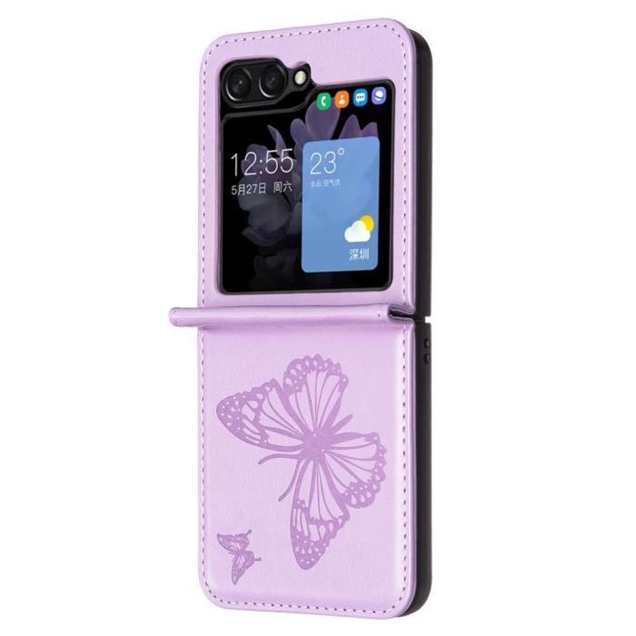 Bild 3,  Galaxy Z Flip 6 / 7 FE Skal Fjäril Textur Lila