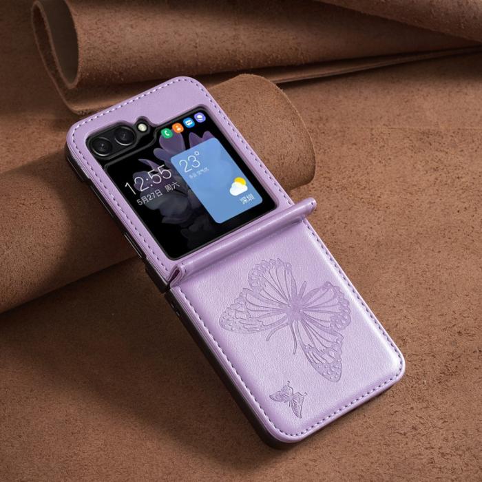 Bild 6,  Galaxy Z Flip 6 / 7 FE Skal Fjäril Textur Lila