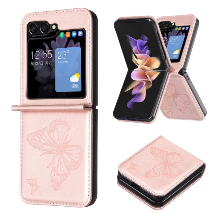Bild 2,  Galaxy Z Flip 6 / 7 FE Skal Fjäril Textur Rosa