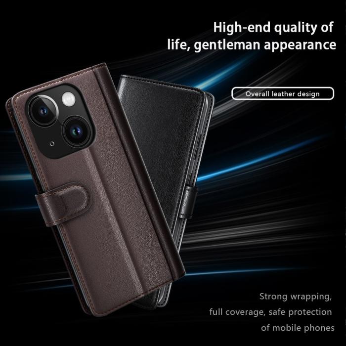 Bild 6,  iPhone 15 Plus Fodral Premium Äkta Läder Svart