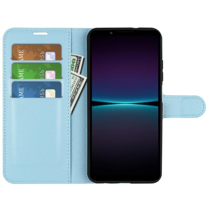 Bild 2,  Sony Xperia 1 VI Fodral Litchi Läder Ljus Blå