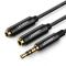 UGREEN UGREEN 25cm 3.5mm AUX Y-Splitter 1 Hane - 2 Hona Svart