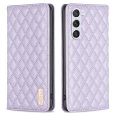 BINFEN BINFEN Galaxy S24 Fodral Diamond Flip L&auml;der Lila